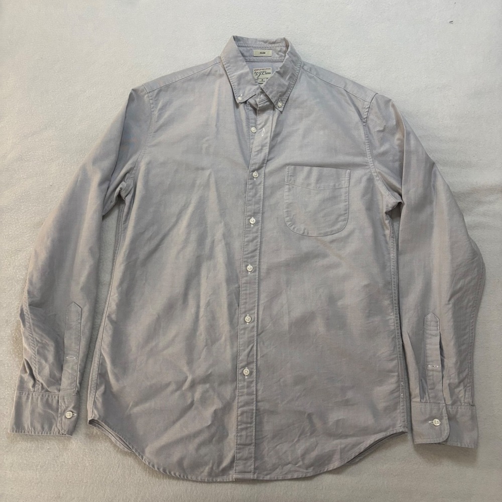 J. Crew Mens Slim Fit American Pima Cotton Oxford Shirt Light Grey Size M